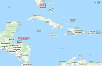 map of Caribbean showing Roatan