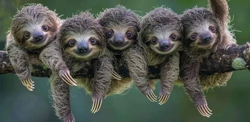 A family of baby sloths in Roatan