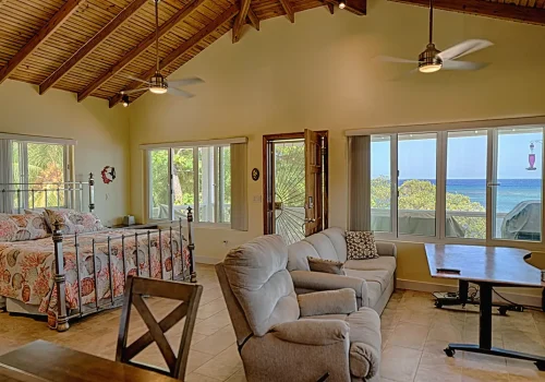 Casita Interior - Ocean View From A King-Sized Bed at Hummingbird Casitas Roatan