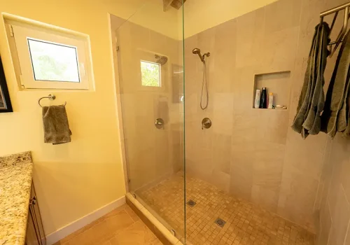 Over-Sized, Two-Headed Shower For Two.